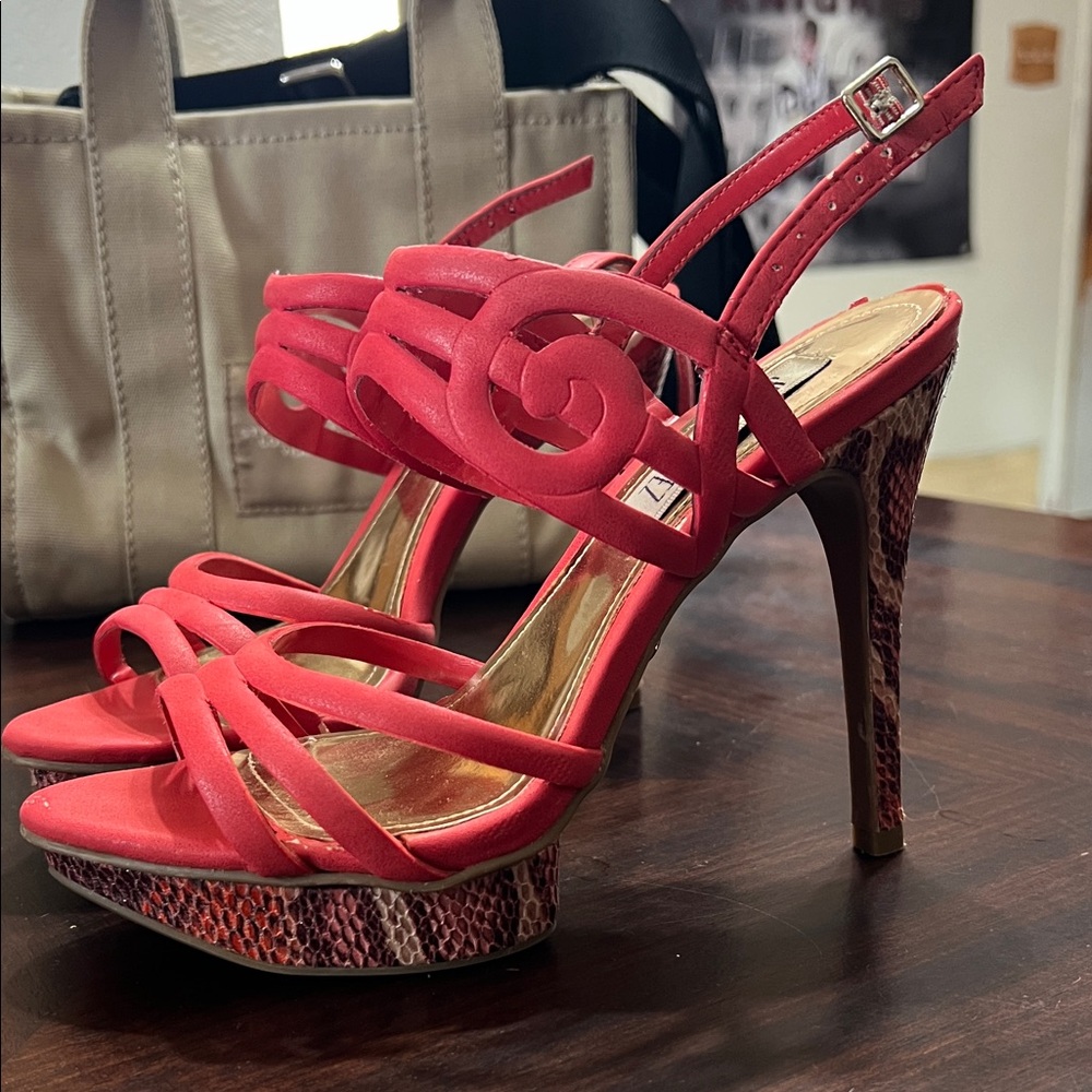 Jennifer Lopez Coral Strappy Heels